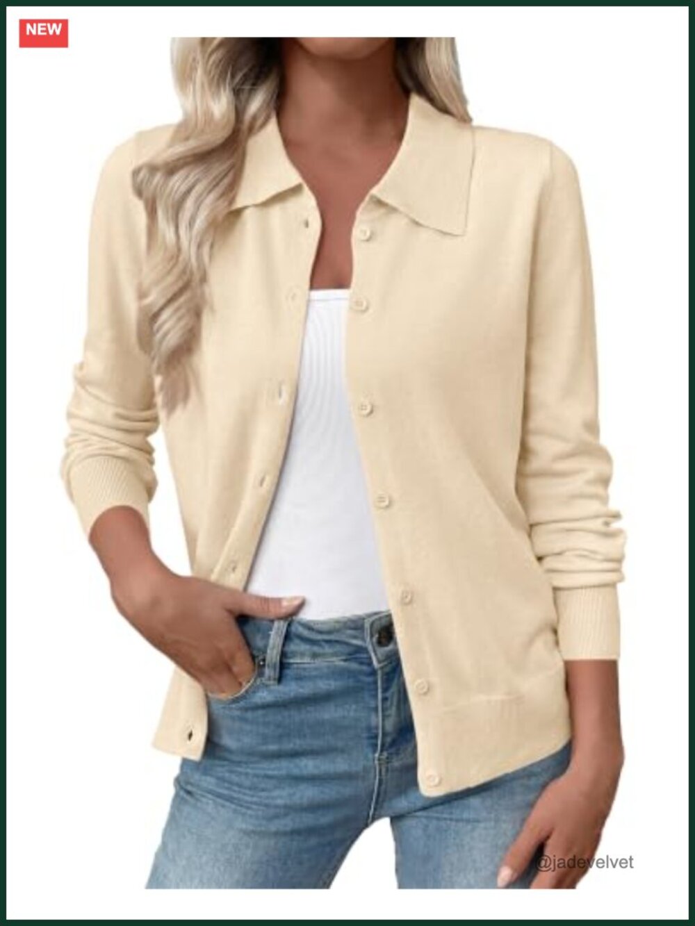 Collared Button Down Open Front Knit Cardigan Sweater